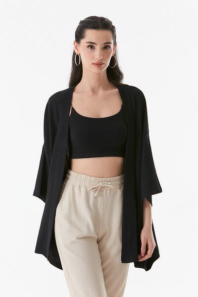Fulla Moda Basic Wrap Fabric Shawl Collar Kimono