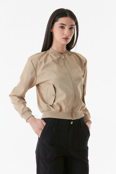 Fulla Moda Zippered and Elastic Waist Jacket