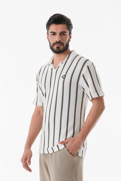 Fulla Moda Μπλουζάκι πόλο με ριγέ κεντημένο λαιμό