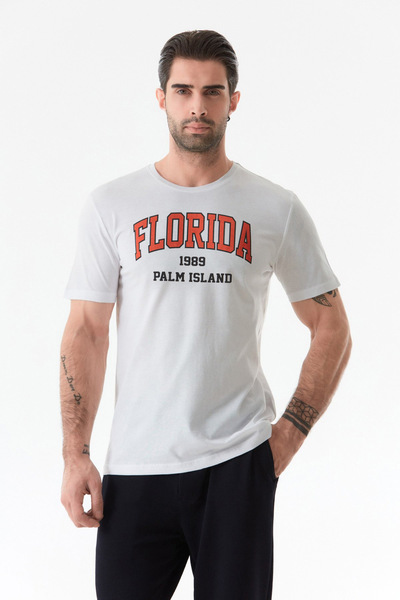 Fulla Moda Florida Printed Crew Neck T-Shirt
