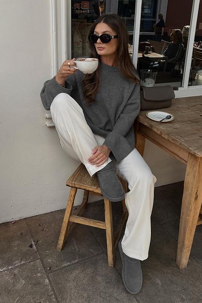 Madmext Anthrazitfarbener Oversize-Strickpullover mit Rundhalsausschnitt MG1972