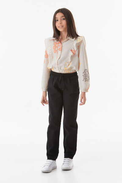 Fulla Moda Elastic Waist Linen Girl's Trousers