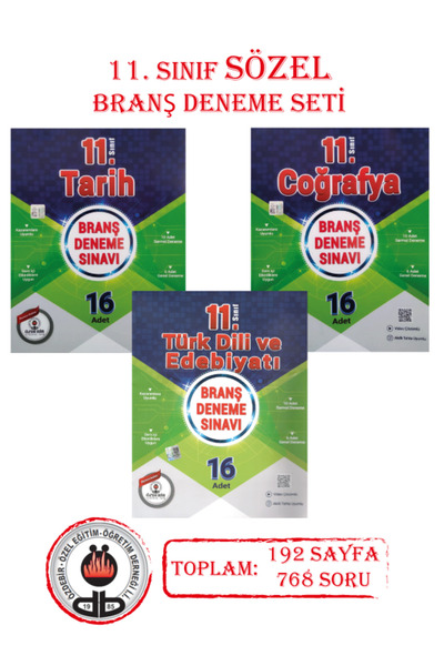 ÖZDEBİR YAYINEVİ 11.Sınıf Sözel Branş Deneme Seti (Tarih, Coğrafya, Edebiyat)