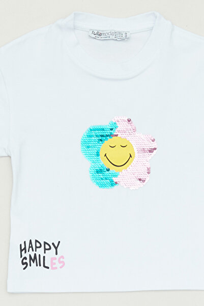 Fulla Moda Girl - Embroidered and Side Gathered T-Shirt