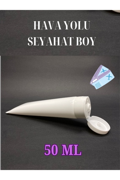 JUST TRAVEL 50 ML BOŞ PLASTİK BEYAZ BOŞ KREM MERHEM TÜPÜ SEYAHAT BOY