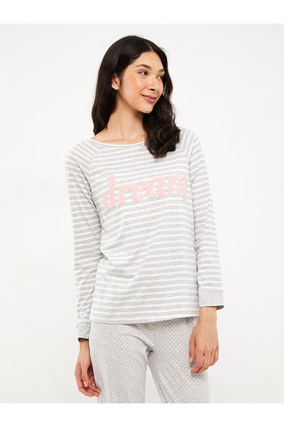 LC Waikiki Lw - Crew Neck Striped Long Sleeve Women's Pajamas Set