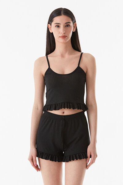 Fulla Moda Basic Strappy Frilly Shorts Set