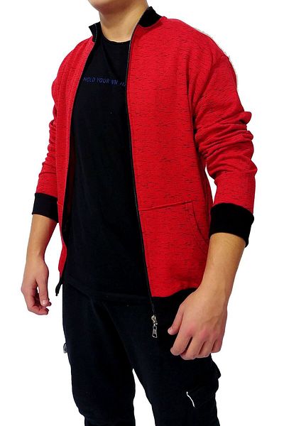wingetstar Men's Sweatshirt Red Gray Pattern