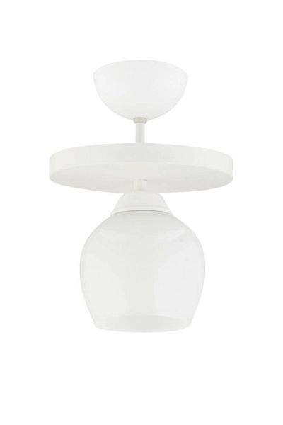 Lambadar Modern White Glass Single Round Plafonier - Chandelier Living Room Kitchen Bedroom Hall