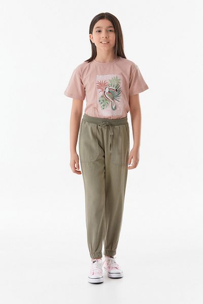 Fulla Moda Παιδικό λινό παντελόνι Jogger Unisex με κορδόνια στη μέση