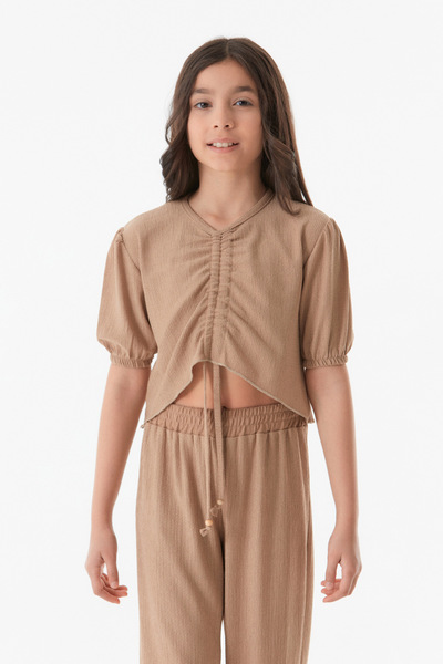 Fulla Moda Costum pentru fetiță din țesătură Burümcük cu față adunată