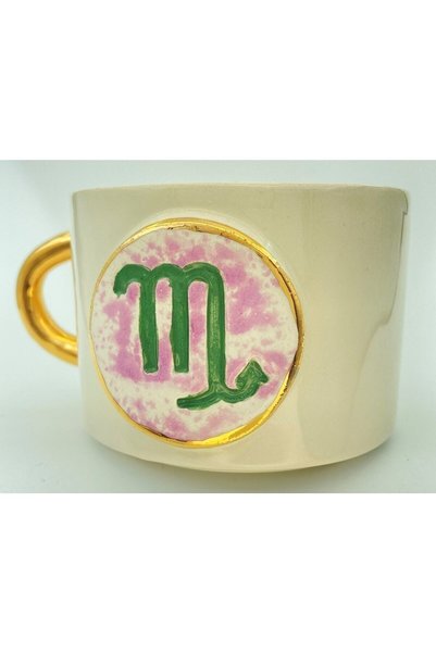 SeraSelin 24 Carat Gold Embroidered Scorpio Embossed 100% Handmade Gift Mug