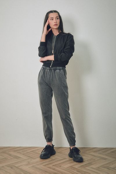 Fulla Moda Zippered and Elastic Waist Jacket