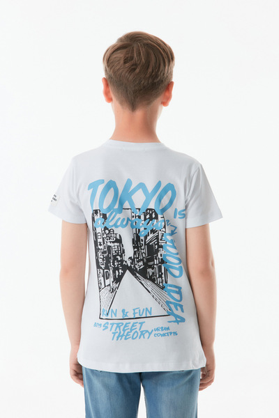 Fulla Moda Μπλουζάκι για αγόρι - Crew λαιμόκοψη, εμπρός και πίσω με στάμπα