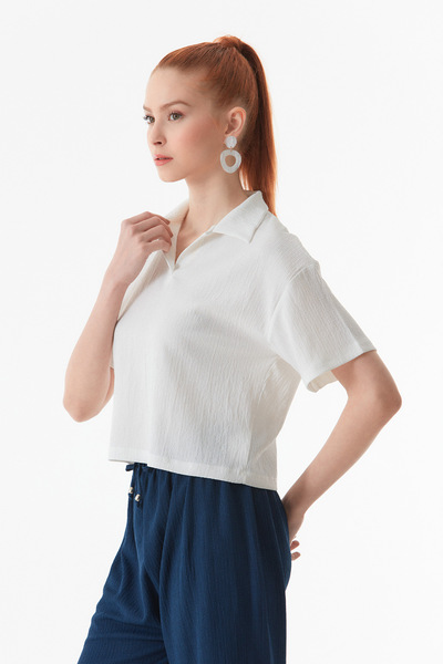 Fulla Moda Burümcük Fabric Polo Collar T-Shirt