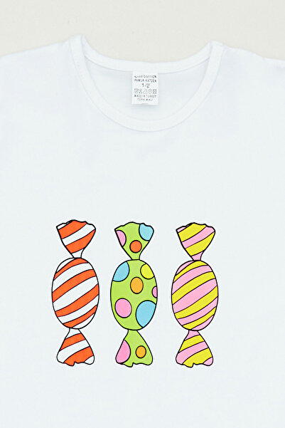Fulla Moda Candy Printed Crew Neck Girl's T-Shirt