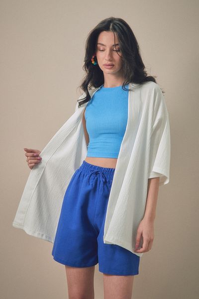 Fulla Moda Basic Wrap Fabric Shawl Collar Kimono