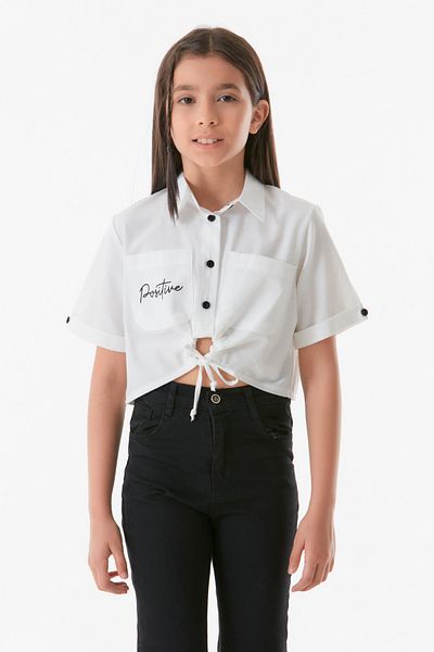 Fulla Moda Printed Waist Tied Girl's Crop Shirt
