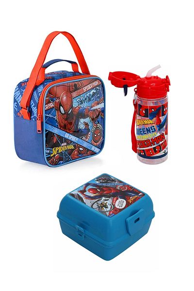 Örümcek Adam Spiderman Licensed School Set Lunch Box + Lunch Box + Water Bowl (Set of 3)