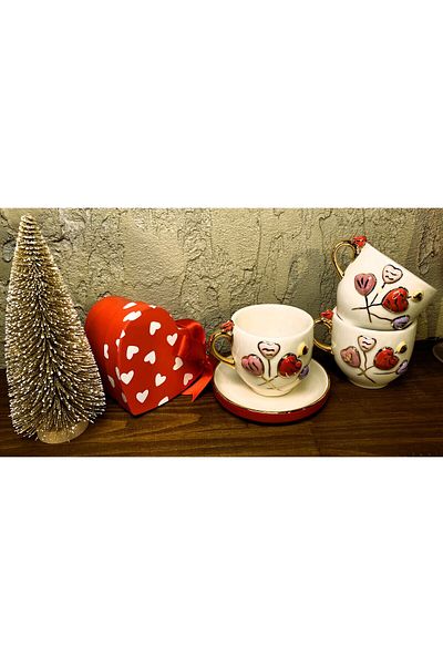 Monako Limited Edition 24 Carat Gold Embroidered, Heart Figured, 100% Handmade, Mug