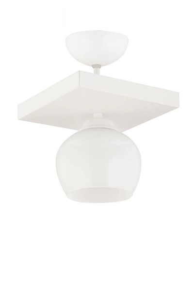 Lambadar Modern White Glass Model Single Square Plafonier Chandelier Living Room Kitchen Bedroom Hall
