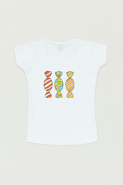 Fulla Moda Candy Printed Crew Neck Girl's T-Shirt