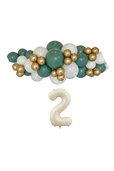 Organizasyon Pazarı Island Tea-White-Chrome Gold 2 34-Inch Cream Foil 30 Balloon Chain Set