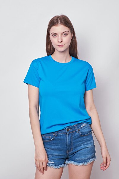 Jument Blue Women's T-shirt Blouse - Null Collar, Non-Wrinkle Span, Stylish Short Sleeve, Lycra