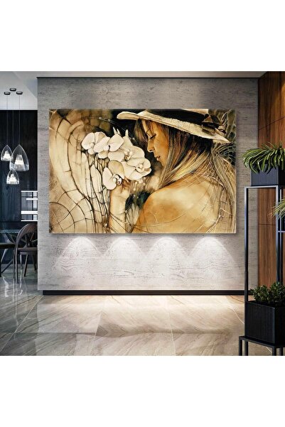 Limitless Design Декоративен модел, държащ бели орхидеи, с шапка, хоризонталн...