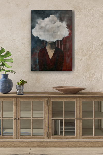 Limitless Design Žena sa oblacima u glavi, uljana slika na platnu HD print