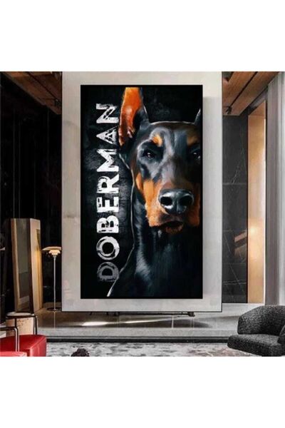 TosbArt Doberman Yüksek Kalite Dijital Baskı Dikey Panoramik Kanvas Tablo Yat...