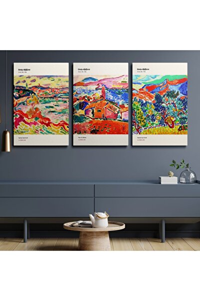 TosbArt 3'lü Set Kanvas Sanat Tablosu Dijital Baskı Dİkey Canvas Tablo Boho K...