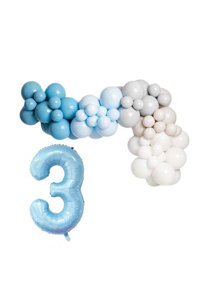 Organizasyon Pazarı Deep Ocean 3 34inch A.mavifolyobalon 30-Piece Balloon Chain Set - Blue Stone White Mermaid