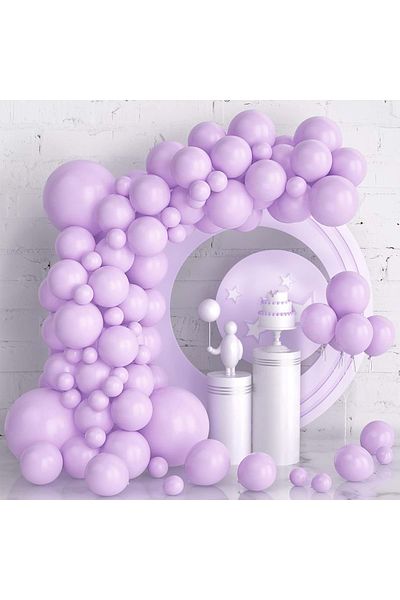 Organizasyon Pazarı 60 Pieces Macaron Lilac Balloon Chain Set