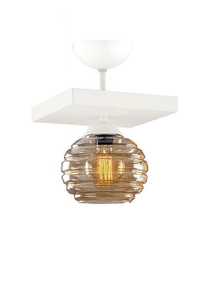 Lambadar Modern Single Square Plafonier - Honey Glass Chandelier Living Room Kitchen Bedroom Hall