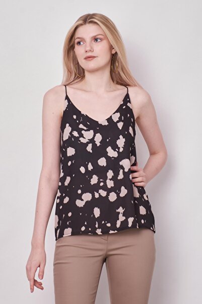 Jument Patterned Rope Strap Stylish Fabric Blouse Without Lycra Inside the Jacket - Black Pattern