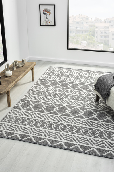 Prestige Halı Ipar Gri Çift Taraflı Kilim Salon Oturma Odası Çocuk Odası Yata...