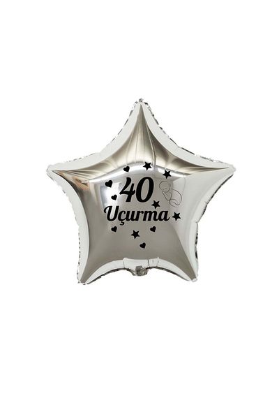 Organizasyon Pazarı 18 Inch Silver Color Baby Figured 40 Fly Themed Star Foil Balloon