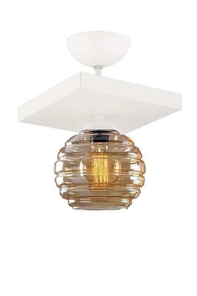 Lambadar Modern Single Square Plafonier - Honey Glass Chandelier Living Room Kitchen Bedroom Hall