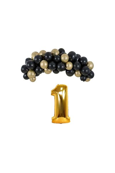 Organizasyon Pazarı 34inch Gold Foil - Set of 10 Black-Chrome Gold Balloon Chains