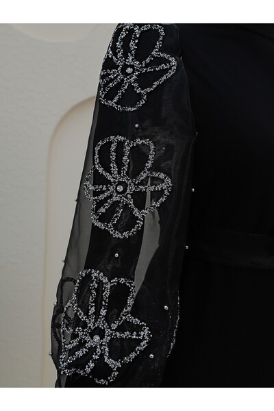 Modamorfo Šaty s límečkem s organzovým rukávem a kamenem