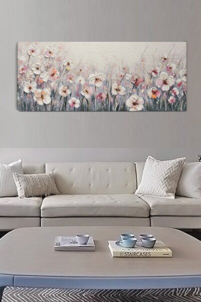 TosbArt Daisies Garden Yüksek Kalite Dijital Baskı Yatay Panoramik Kanvas Tab...