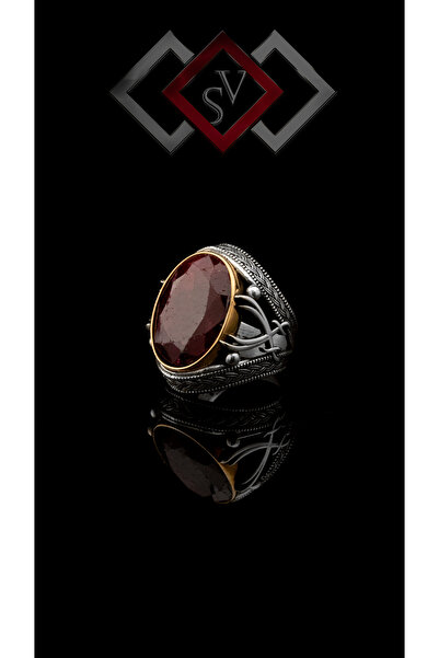 vevasilver Afrika Yakut Taşı 925 Ayar Gümüş Erkek Yüzük