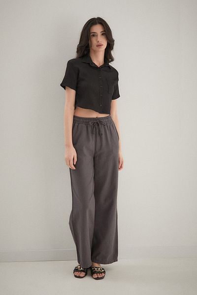 Fulla Moda High Waist Palazzo Linen Trousers