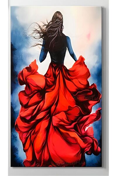 Limitless Design Femeie în rochie roșie Pictură decorativă pe pânză