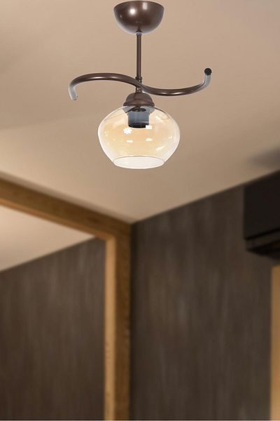 Modavize Fuji Living Room - Brown Single Chandelier - Kitchen and Bedroom - Honey Glass