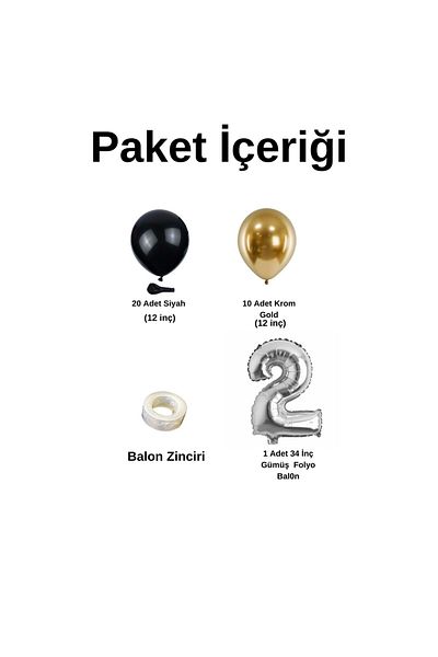Organizasyon Pazarı Black-Chrome Gold 2 34 Inch Silver Foil - Set of 30 Balloon Chains