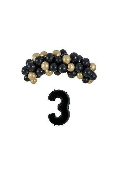 Organizasyon Pazarı Black-Chrome Gold 3 34inc Balloon Chain Set - 30 Pieces Foil