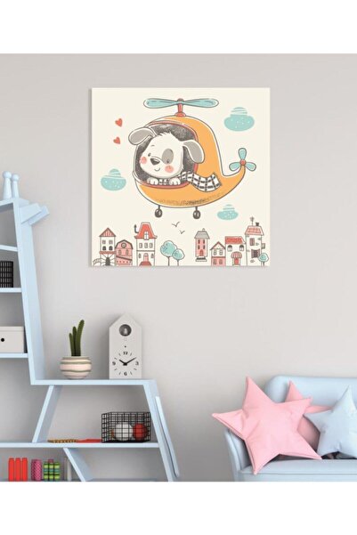 Limitless Design Tablou decorativ pentru camera copiilor, cu elicopter și căț...