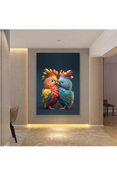 gurbaart RENKLİ SEVİMLİ HD KUŞ PAPAĞANLAR HD Baskı Kanvas Tablo HD Dijital Ba...